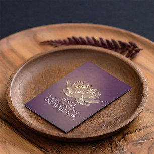YOGA Meditation Reiki Instructor Purple Gold Lotus Business Card