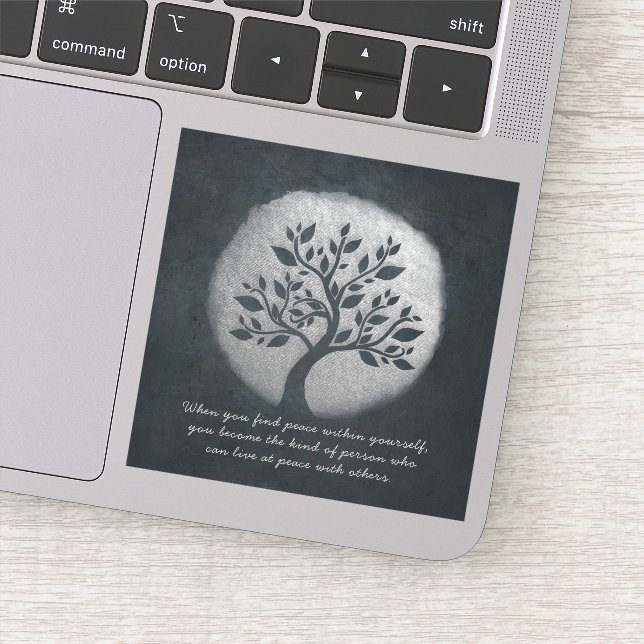 Yoga Meditation Reiki Instructor Silver Tree Quote (Detail)
