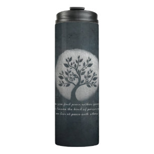 Yoga Meditation Reiki Instructor Silver Tree Quote Thermal Tumbler