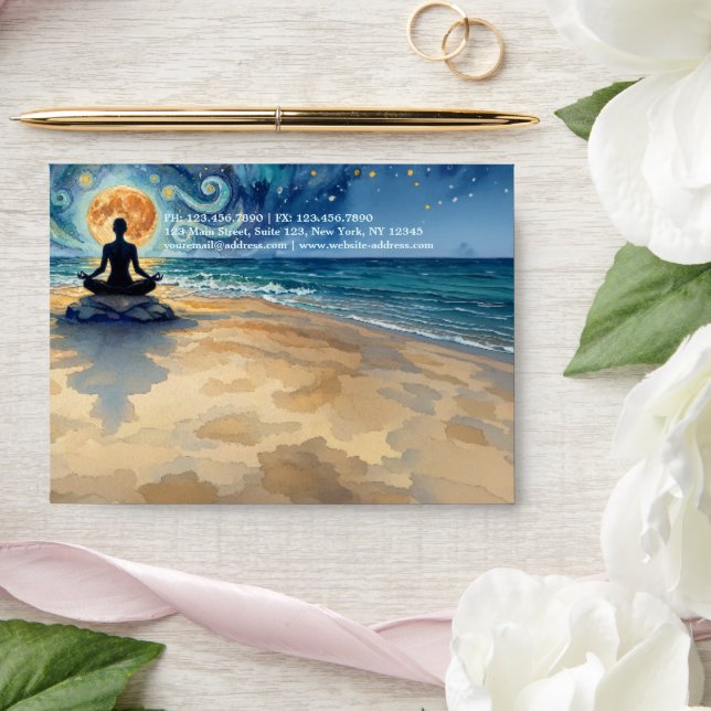 Yoga Meditation Starry Night Sky Moon Ocean Beach Envelope (Wedding)