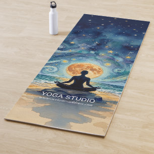 Yoga Meditation Starry Night Sky Moon Ocean Beach Mat