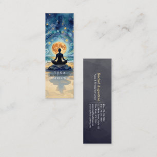 Yoga Meditation Starry Night Sky Moon Ocean Beach Mini Business Card