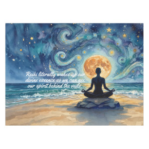 Yoga Meditation Starry Night Sky Moon Ocean Quotes Tablecloth