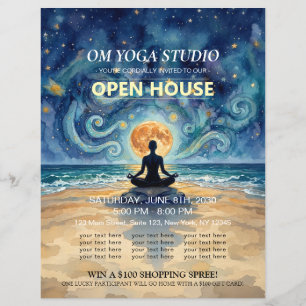 Yoga Meditation Starry Night Sky Moon Open House Flyer