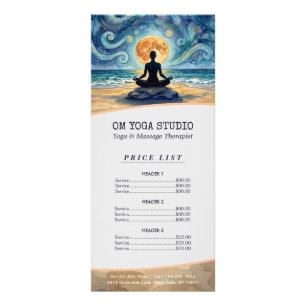 Yoga Meditation Starry Night Sky Moon Price List Rack Card
