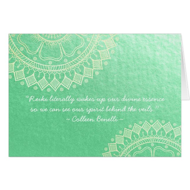Yoga Meditation Teacher Green Gold Mandala Quotes (Front Horizontal)