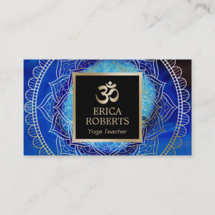 Yoga & Meditation Teacher Mandala Elegant Blue Business Card