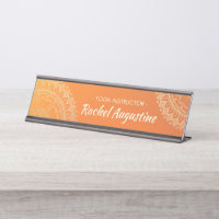 Yoga Meditation Teacher Modern Orange Gold Mandala