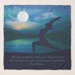 Yoga Meditation Teacher Moon Salutation Pose Quote Scarf<br><div class="desc">Yoga Fitness Studio / Meditation Instructor / Personal Trainer / Life Coach / Healer / Reiki Master / Massage Therapy Quotes Scarf. “When you find peace within yourself, you become the kind of person who can live at peace with others." Elegant Yoga Meditation Pose / Moon Salutation // Crescent moon...</div>