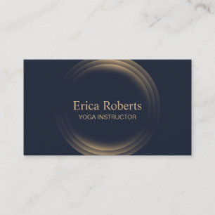 Yoga & Meditation Teacher Zen Circles Dark Blue Business Card