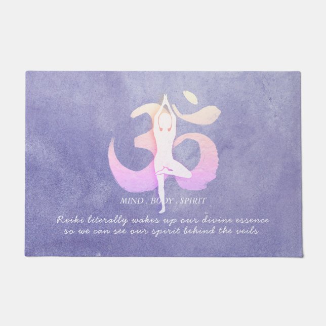 Yoga Meditation Tree Pose Quotes Welcome Doormat (Front)