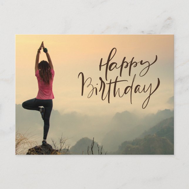 Yoga Meditation Woman Happy Birthday  Postcard (Front)