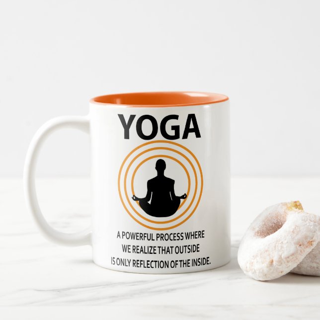 Yoga Meditation Yoga  Two-Tone Coffee Mug (With Donut)