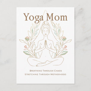 Yoga Mom Breathing Through Motherhood Holiday Postcard