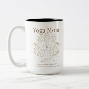 Yoga Mom Breathing Through Motherhood Two-Tone Coffee Mug