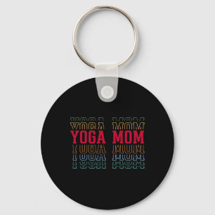Yoga Mom Funny Layered Text Mother Mama Coach  Keychain