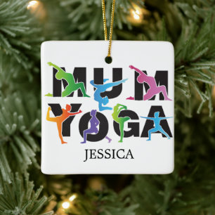 Yoga Mom Meditation Hobby Cute Mom Ceramic Ornament