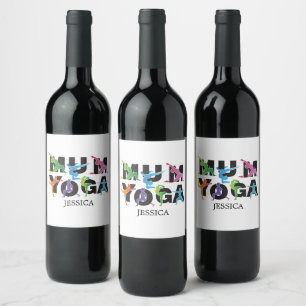 Yoga Mom Meditation Hobby Cute Mom Wine Label