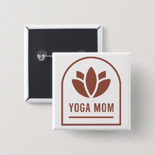 Yoga mom mother lotus flower boho aesthetic 2 inch square button