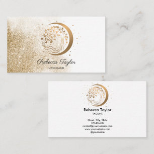 yoga moon trendy life coach tree of life gold busi business card