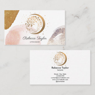 yoga moon trendy life coach tree of life gold busi business card