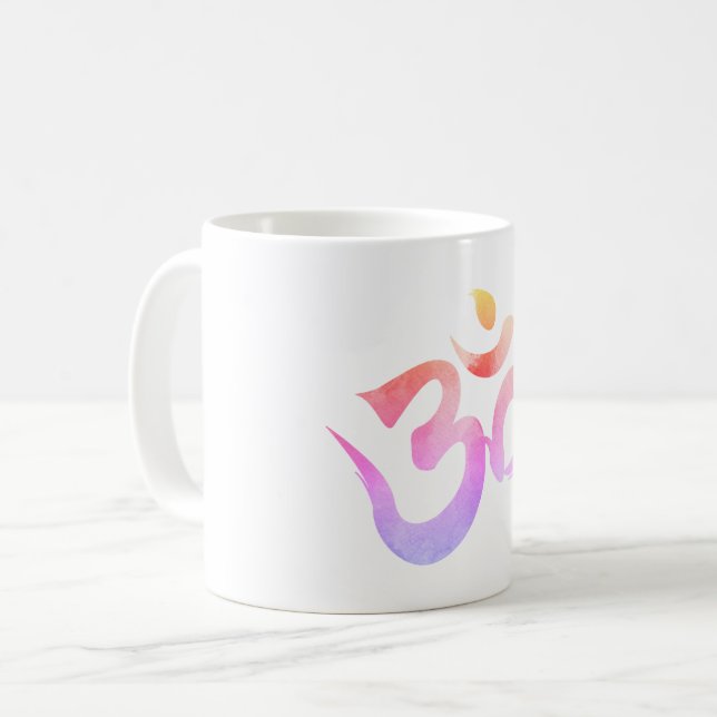 Yoga Mug, Mantra Om, Aquarelle Om Mug (Devant gauche)