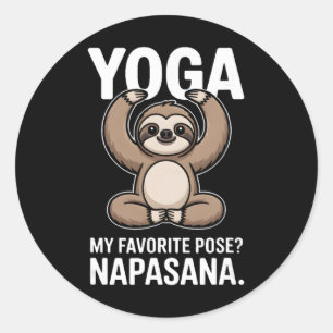 Yoga My Favorite Pose Napasana Sloth Classic Round Sticker
