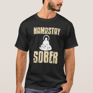 Yoga Namastay Sober Retro Vintage Sobriety Designs T-Shirt