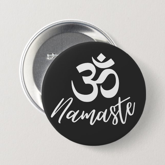 Yoga - Namaste and OM Sanskrit symbol 3 Inch Round Button (Front & Back)