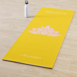 Yoga Namaste Gold Color Lotus Girl Pose Graphic Yoga Mat