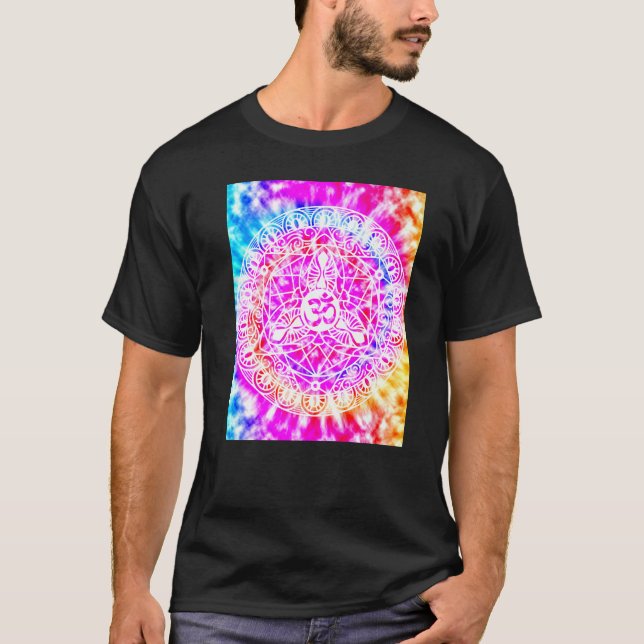 Yoga Namaste Moon Tie Die Buddha   T-Shirt (Front)