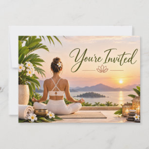 Yoga Namaste pose for class invitation 