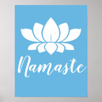 Yoga Namaste White Lotus Flower & Calm Blue