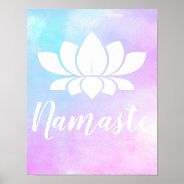 Yoga Namaste White Lotus Flower & Pastels Poster (Front)