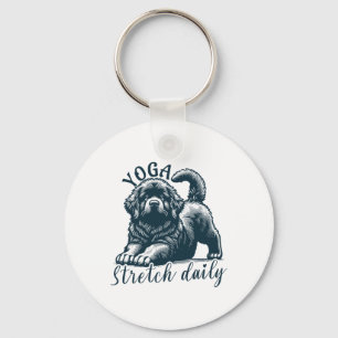 Yoga Newfoundland Dog Funny Stretch Daily Motivati Keychain
