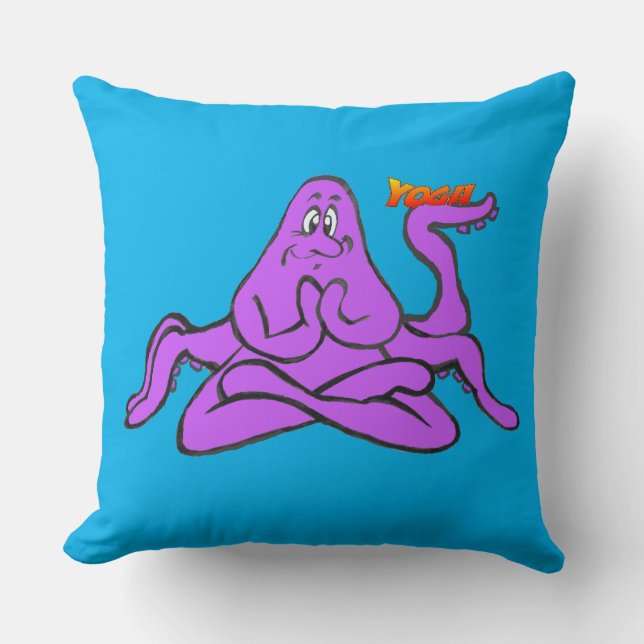 Yoga Octopus Namaste Cust. Throw Pillow (Front)
