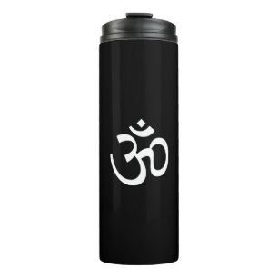 Yoga, Om Aum Icon, Hinduism Symbol, black white Thermal Tumbler