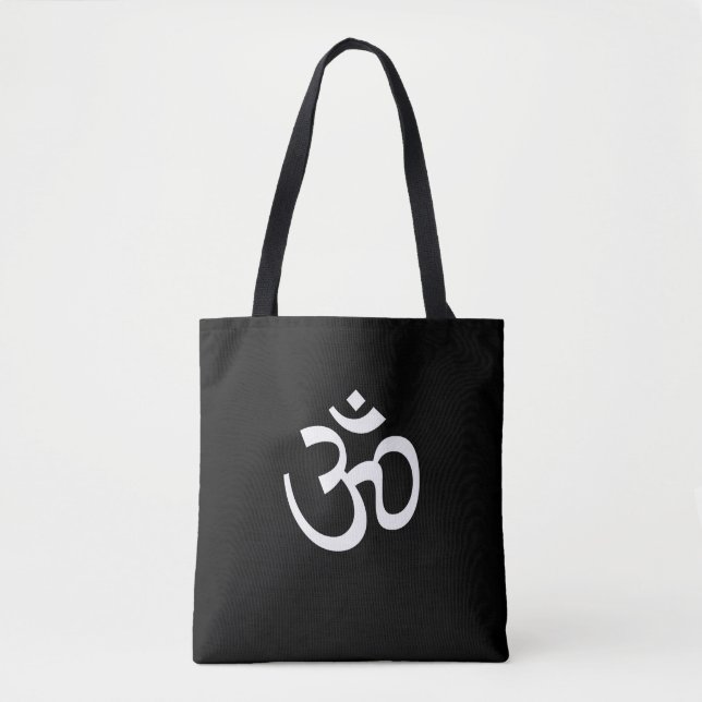 Yoga, Om Aum Icon, Hinduism Symbol, black white To Tote Bag (Front)