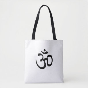 Yoga, Om Aum Icon, Hinduism Symbol, black white Tote Bag