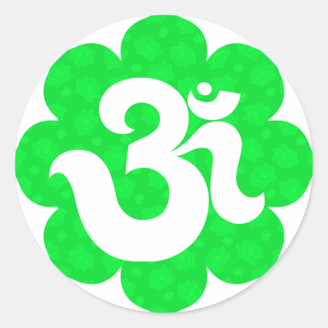 Yoga Om in Lotus green Classic Round Sticker (Front)