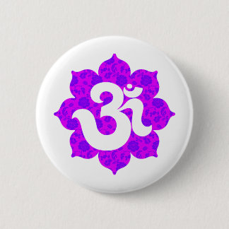 Yoga Om in Lotus purple pink 2 Inch Round Button