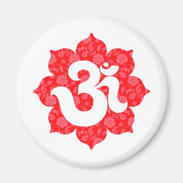 Yoga Om in Lotus Red Magnet (Front)