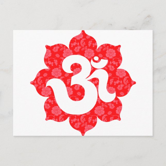 Yoga Om in Lotus Red Postcard (Front)
