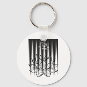 Yoga, Om Symbol And Lotus Flower  Keychain