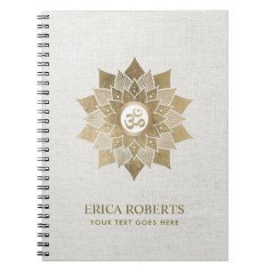 Yoga Om Symbol Gold Lotus Flower Namaste Notebook