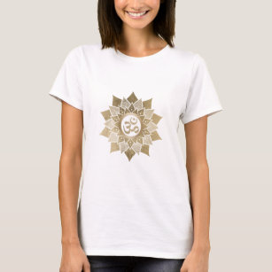 Yoga Om Symbol Gold Lotus Flower Namaste T-Shirt