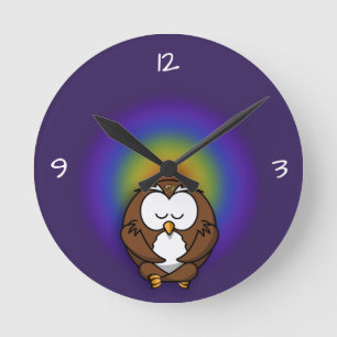 yoga owl round clock