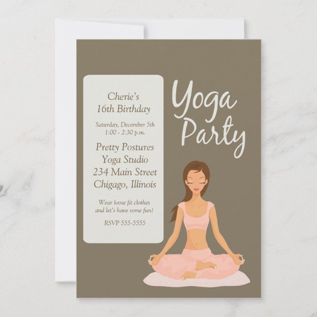 YOGA PARTY Birthday Exercise Stretching Invitation (Front)