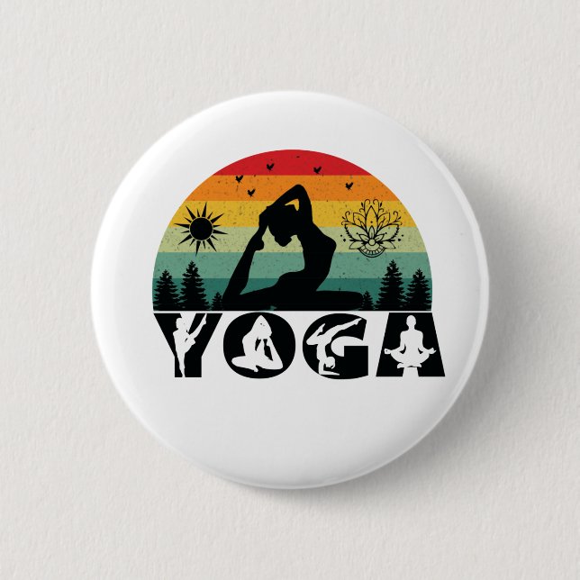 Yoga - Peace, Love & Light  2 Inch Round Button (Front)