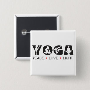 Yoga - Peace Love Light 2 Inch Square Button
